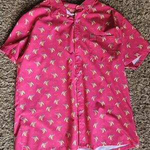 Retro Rifle Organic Glock Vibrant Pink Short Sleeve Shirt with Pattern